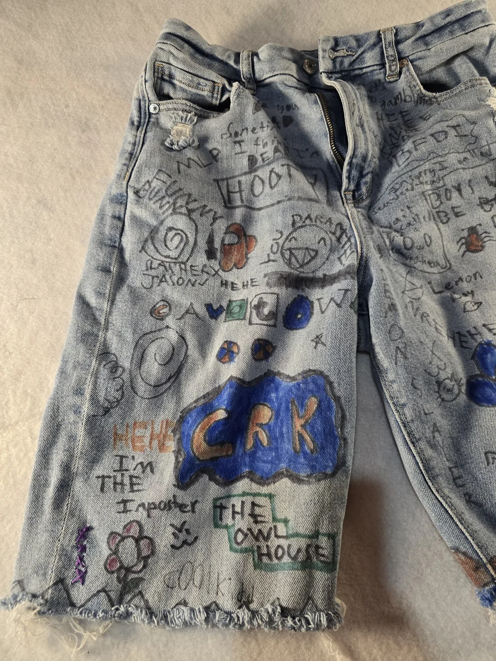 American Eagle Outfitters Light Blue Grafetti with Hand Drawn Accents Long